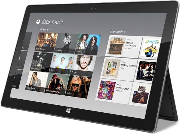 Xbox Music em um tablet Surface – Imagem por Microsoft