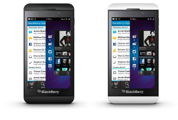 Z10: disponível nas cores preta e, surpreendentemente, branca – Imagem por BlackBerry