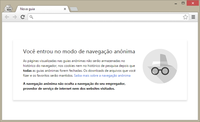 Janela anônima do Chrome